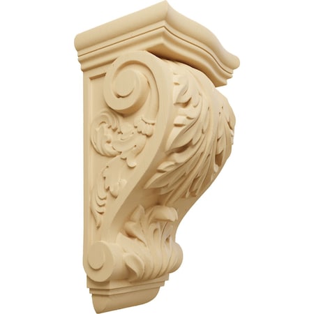 Ekena Millwork 8"W x 6 1/2"D x 15"H Large Farmingdale Acanthus Corbel, Alder COR08X06X14FRAL